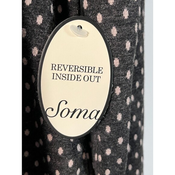Soma Reversible Double Knit Pajamas Large 2 in 1 Shorts Long Sleeve Pink Gray - Picture 12 of 16